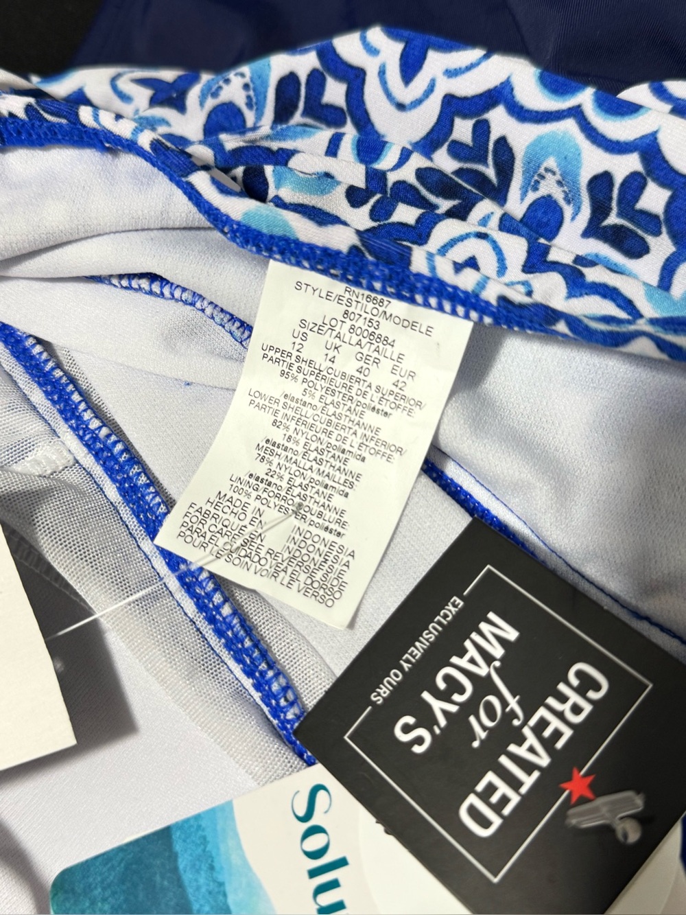 Swim Solutions Women's One Piece High-Low Double-Tier Blue Size 12 NWTS MRSP $86 - Picture 6 of 7